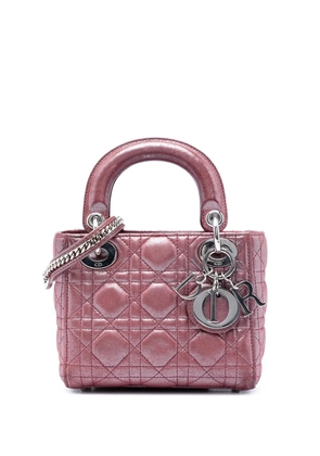 Christian Dior Pre-Owned 2015 Mini Iridescent Lambskin Cannage Lady Dior satchel - Pink