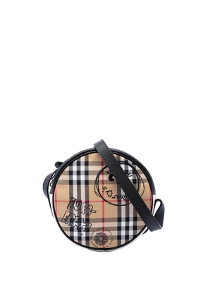 Burberry Pre-Owned 2000-2017 House Check Canvas and Calfskin Cartoon Print Round crossbody bag - Neutrals