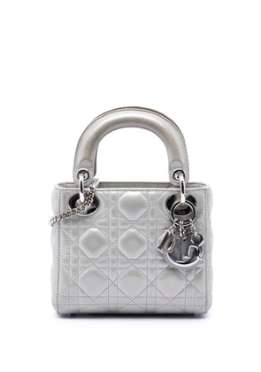 Christian Dior Pre-Owned 2016 Mini Iridescent Lambskin Cannage Lady Dior satchel - Silver
