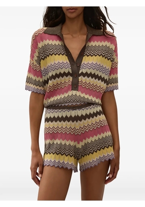 Faithfull Raya zigzag-knit polo shirt - Pink