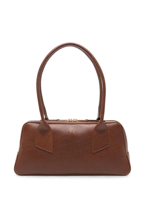 Nº21 Malibu logo-plaque pebbled shoulder bag - Brown