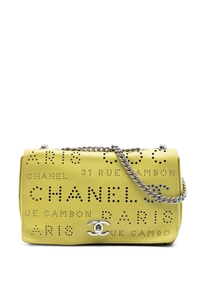 CHANEL Pre-Owned 2019 Perforated Calfskin Logo Eyelet Flap crossbody bag - Yellow