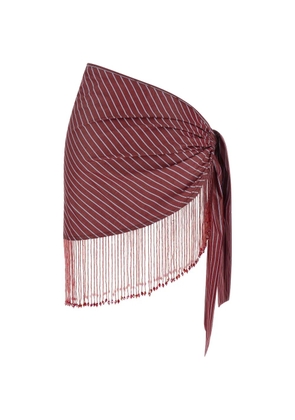 THE ANDAMANE Dolly striped bead-fringed skirt - Red