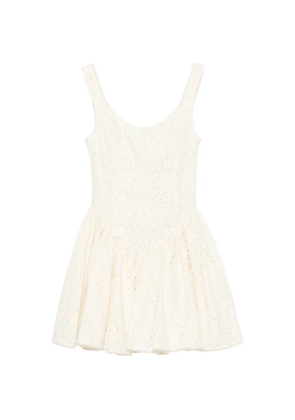 Agua By Agua Bendita Pluma eyelet-embroidered mini dress - Neutrals