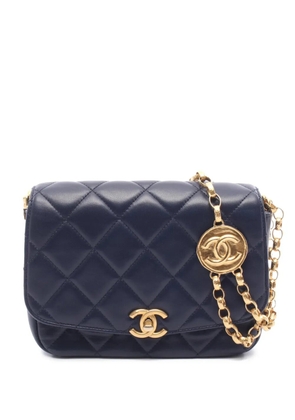 CHANEL Pre-Owned 2020 Small CC Quilted Lambskin Single Flap crossbody bag - Blue