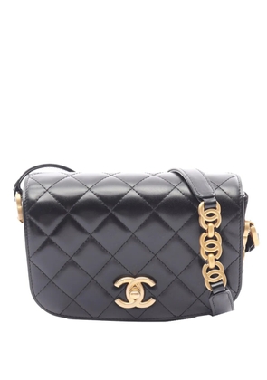 CHANEL Pre-Owned 2021-2026 Mini Quilted Shiny Calfskin Messenger Bag crossbody bag - Black