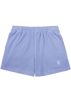 Sporty & Rich logo-embroidered terry-cloth shorts - Blue