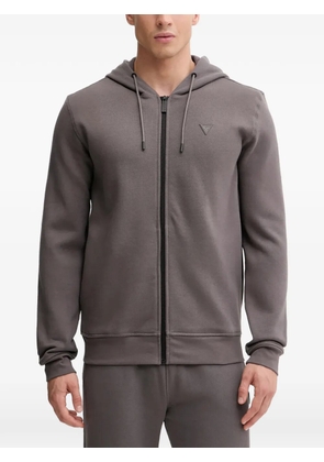 GUESS USA Aldwin logo-patch zip-up hoodie - Grey