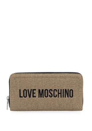 Love Moschino logo-embroidered woven wallet - Neutrals