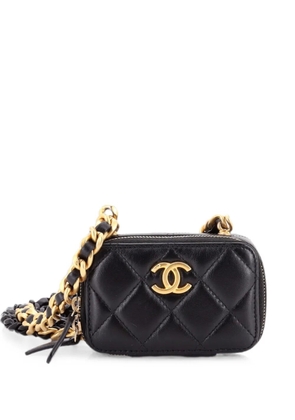 CHANEL Pre-Owned Zip Around Vanity Case with Chain Quilted Lambskin Mini crossbody bag - Black