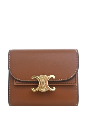 Celine Pre-Owned 2018-2026 Shiny Calfskin Triomphe Flap Wallet small wallets - Brown
