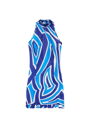 PUCCI Labirinto-print dress with ruffle details - Blue