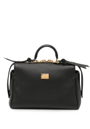 Dolce & Gabbana logo-plaque pebbled tote bag - Black