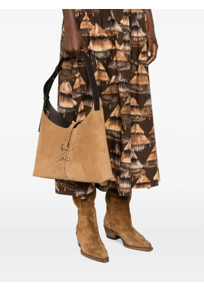 Strathberry suede bar-detail shoulder bag - Brown