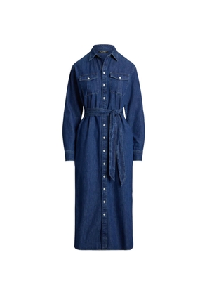 Lauren Ralph Lauren belted denim shirt midi dress - Blue