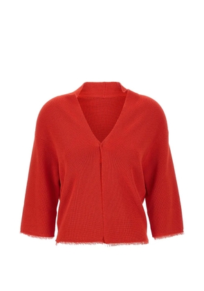 Kangra ribbed fringed-hem cardigan - Red