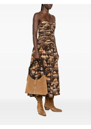 Strathberry bar-detail suede shoulder bag - Neutrals
