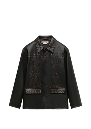 Marni black leather jacket with studded front