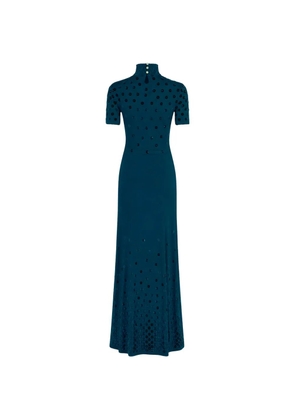 Rabanne velvet-detail maxi dress - Blue