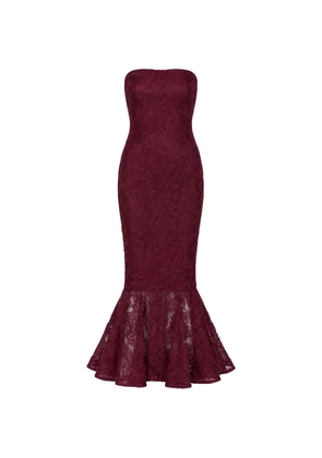 ROTATE BIRGER CHRISTENSEN flower mesh flounce maxi dress - Red