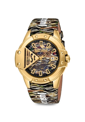 Just Cavalli logo-print 44mm watch - Black