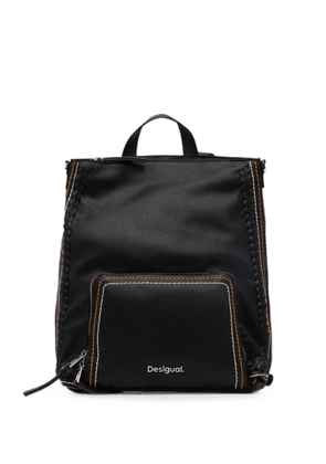 Desigual medium contrast-stitch braided-trim backpack - Black