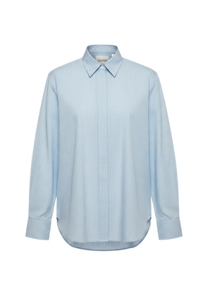 Closed long-sleeve striped cotton shirt - Blue
