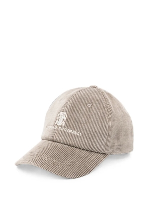 Brunello Cucinelli corduroy logo-embroidered baseball cap - Neutrals