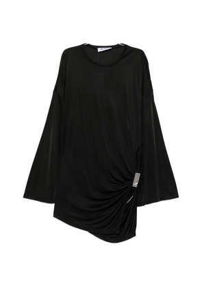 The Attico draped-detail long-sleeve mini dress - Black