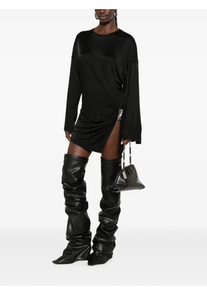 The Attico draped-detail long-sleeve mini dress - Black
