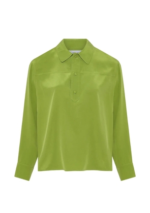 Yves Salomon silk crepe polo shirt - Green