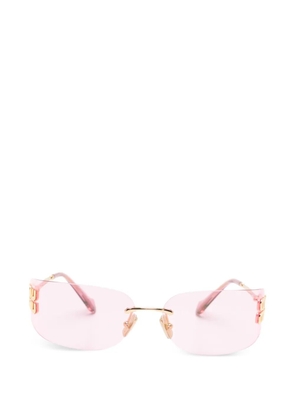 Miu Miu Eyewear rimless logo-plaque sunglasses - Gold