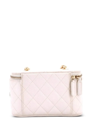 CHANEL Pre-Owned Coco Casino Vanity Case with Chain Quilted Caviar Small pouch - White
