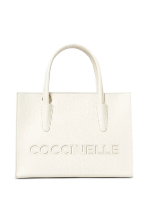 Coccinelle Myrtha grained leather tote bag - White
