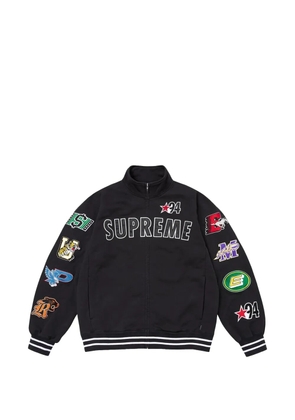 Supreme logo-patch zip-up jacket - Black
