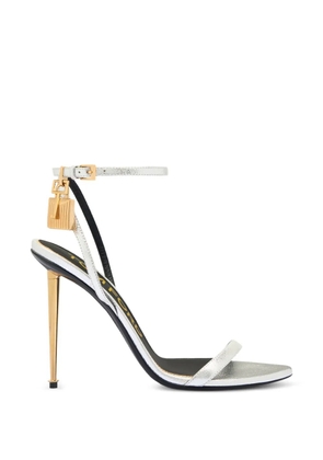 TOM FORD padlock-detail metallic sandals - Silver