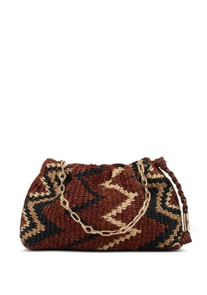 Ba&Sh June zigzag-knit chain-link clutch bag - Brown