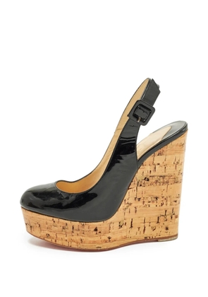Christian Louboutin Pre-Owned Une Plume cork-wedge pumps - Black