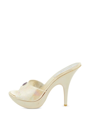Roberto Cavalli Vintage sequin-embellished slide heeled sandals - Neutrals