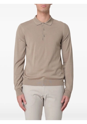 K-Way Rey Wool Merino longsleeved polo shirt - Neutrals