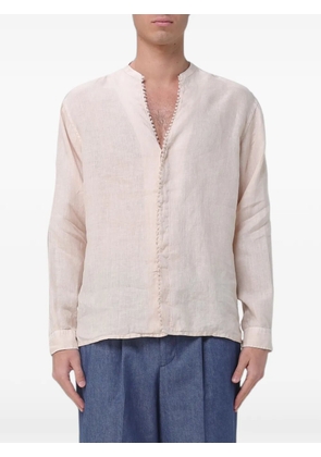 Emporio Armani crochet-trim linen shirt - Neutrals