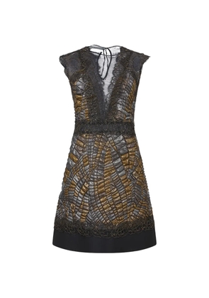 Moschino lace-trim metallic-effect mini dress - Black