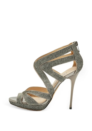 Jimmy Choo Pre-Owned Collar glitter platform sandals - Silver