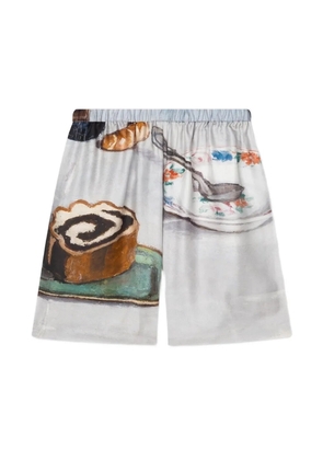 Nanushka Anne graphic-print elasticated shorts - White