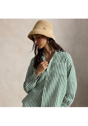 Oversize Fit Striped Linen-Cotton Shirt