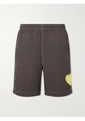 Human Made - Straight-Leg Mid-Length Logo-Print Swim Shorts - Men - Brown - S