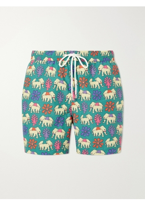 Drake's - Straight-Leg Mid-Length Printed Swim Shorts - Men - Green - S
