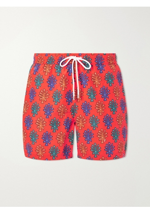 Drake's - Straight-Leg Mid-Length Printed Swim Shorts - Men - Red - S
