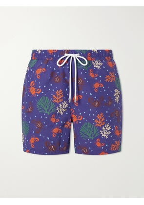 Drake's - Straight-Leg Mid-Length Printed Swim Shorts - Men - Blue - S