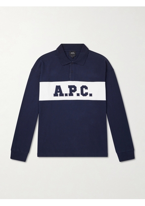 A.P.C. - Alexis Logo-Embroidered Cotton-Jersey Polo Shirt - Men - Blue - XS